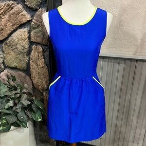 mark. Royal Blue Mini Dress with Neon Yellow Highlights
